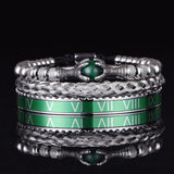 3Pcs/Set Men Bracelet Stainless Steel Rope Bangles with Natural Stone