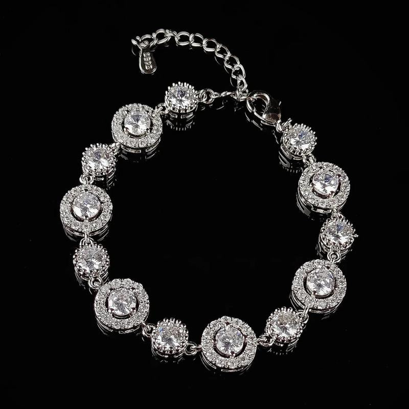 Heart Rose Silver Bracelet Bangle for Women Wedding Bride Jewelry