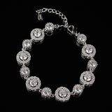 Heart Rose Silver Bracelet Bangle for Women Wedding Bride Jewelry