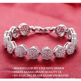 Heart Rose Silver Bracelet Bangle for Women Wedding Bride Jewelry