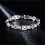 Heart Rose Silver Bracelet Bangle for Women Wedding Bride Jewelry