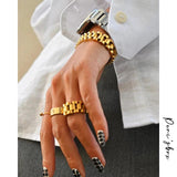 Peri'sbox Wide Link Chain Bangle Stainless Steel