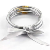 5 PCS Set Bowknot Glitter Bangles All Weather Stack Silicone Jelly Bangles
