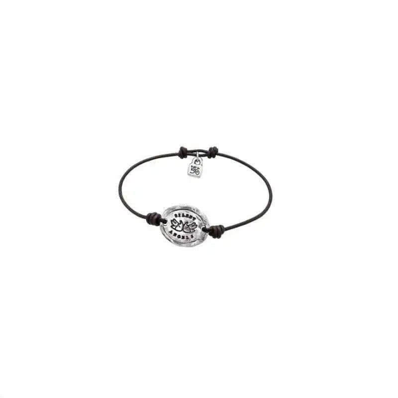 Yisheng Leather Bead Bracelet, Silver Clasp, Fashionable