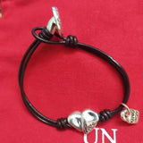 Yisheng Leather Bead Bracelet, Silver Clasp, Fashionable