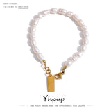 Stainless Steel Natural Pearl Bracelet Stylish Chain LOVE Women Bracelet