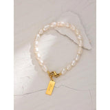 Stainless Steel Natural Pearl Bracelet Stylish Chain LOVE Women Bracelet