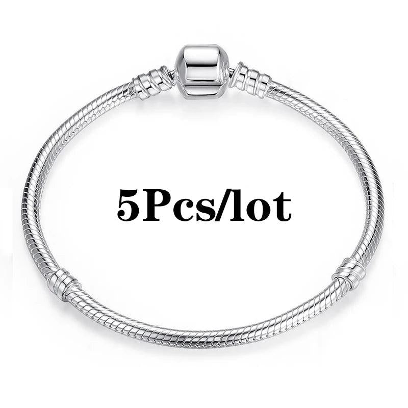 5Pcs/lot Classic Charm Bracelets DIY Snake Chain Bangles For Women