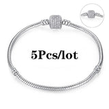 5Pcs/lot Classic Charm Bracelets DIY Snake Chain Bangles For Women
