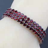Red Garnet 925 Mark Bridal Jewelry Link Chain Bracelet 19.5CM 5-Color