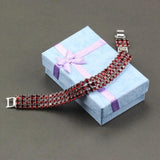 Red Garnet 925 Mark Bridal Jewelry Link Chain Bracelet 19.5CM 5-Color