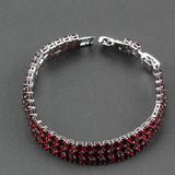 Red Garnet 925 Mark Bridal Jewelry Link Chain Bracelet 19.5CM 5-Color
