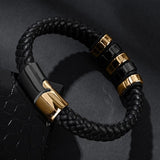 Braided Leather Men Bracelet Stainless Steel Punk Male Wristband