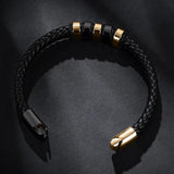 Braided Leather Men Bracelet Stainless Steel Punk Male Wristband