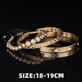Micro Pave CZ Beads Charm Men Bracelets Stainless Steel Crystals Bangles