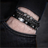 Micro Pave CZ Beads Charm Men Bracelets Stainless Steel Crystals Bangles