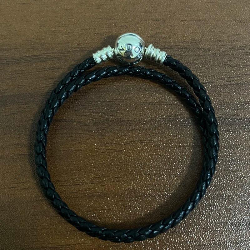 Black Red Leather Chain Charm Bracelet for Women Lover Jewelry Gift