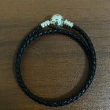 Black Red Leather Chain Charm Bracelet for Women Lover Jewelry Gift