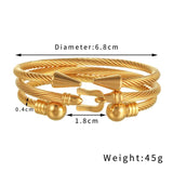 3pcs Mens Women Royal Rivet Bangle Set Armband