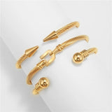 3pcs Mens Women Royal Rivet Bangle Set Armband