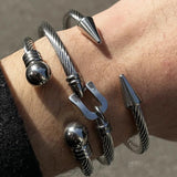 3pcs Mens Women Royal Rivet Bangle Set Armband