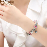 Silver Plated Queen Charms Bracelet with Crown Beads for Women