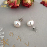 Freshwater Pearl Stud Earrings 925 Sterling Silver Small Jewelry Women