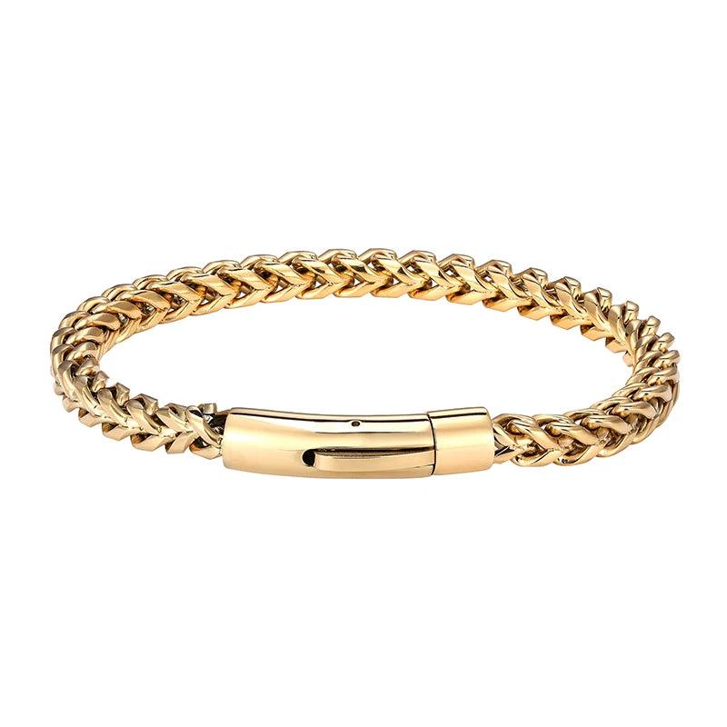 6MM Stainless Steel Link Chain Bracelet for Men Punk Rock Biker Jewelry