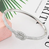 Stainless Steel Crystal Bracelet Casting Knot Bangle For Women