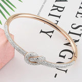 Stainless Steel Crystal Bracelet Casting Knot Bangle For Women