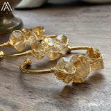 Natural Citrine Quartz Bangle Bracelet Raw Crystal Stone Beads Cuff Jewelry