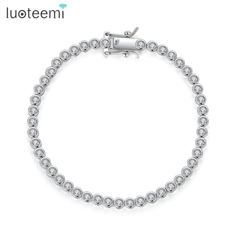 Clear CZ Beads Tennis Bracelet for Women