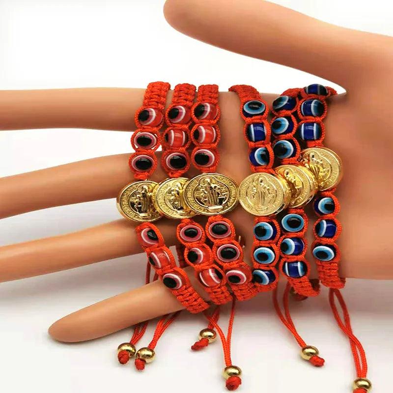 12Pcs Saint Benedict Resin Eyes Bracelets Protection Men Women Prayer