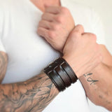Wide Leather Bracelet Rock Punk Gothic Wristband