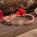 Labradorite Quartz Beads Heart Charms Yoga Bracelet for Women