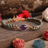 Labradorite Quartz Beads Heart Charms Yoga Bracelet for Women