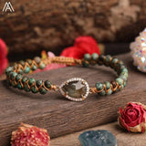 Labradorite Quartz Beads Heart Charms Yoga Bracelet for Women
