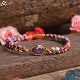 Labradorite Quartz Beads Heart Charms Yoga Bracelet for Women