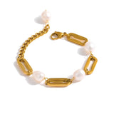 Stainless Steel Chain Bracelet Natural Pearl Jewelry Metal Waterproof