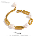 Stainless Steel Chain Bracelet Natural Pearl Jewelry Metal Waterproof