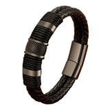 Multi-layer Stainless Steel Men's Leather Bracelet