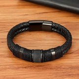 Multi-layer Stainless Steel Men's Leather Bracelet