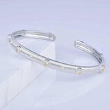 Bracelet Inlay Cubic Zircon Wire Drawing Two Jewelry For Women
