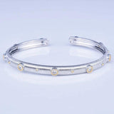 Bracelet Inlay Cubic Zircon Wire Drawing Two Jewelry For Women