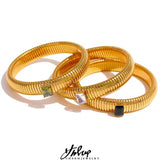 Waterproof Stainless Steel CZ Wide Bracelet Bangle 18k Plated Jewelry