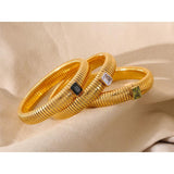 Waterproof Stainless Steel CZ Wide Bracelet Bangle 18k Plated Jewelry
