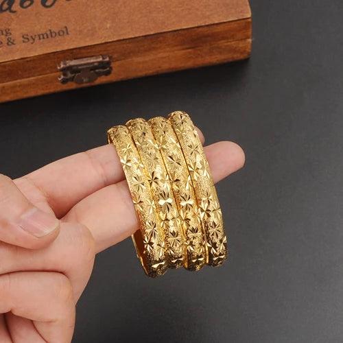 4pcs 24k Bangle for Women Dubai Bride Wedding Ethiopian Bracelet