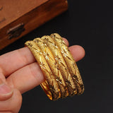 4pcs 24k Bangle for Women Dubai Bride Wedding Ethiopian Bracelet