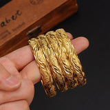 4pcs 24k Bangle for Women Dubai Bride Wedding Ethiopian Bracelet