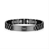 Men's Engraved Link Chain Bracelet Stainless Steel 21CM Long